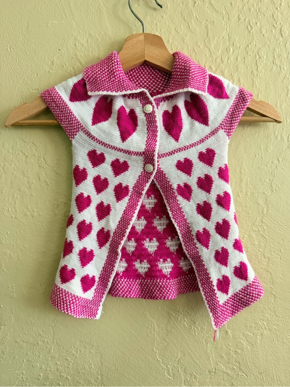 Pink & White Heart Knit Vest